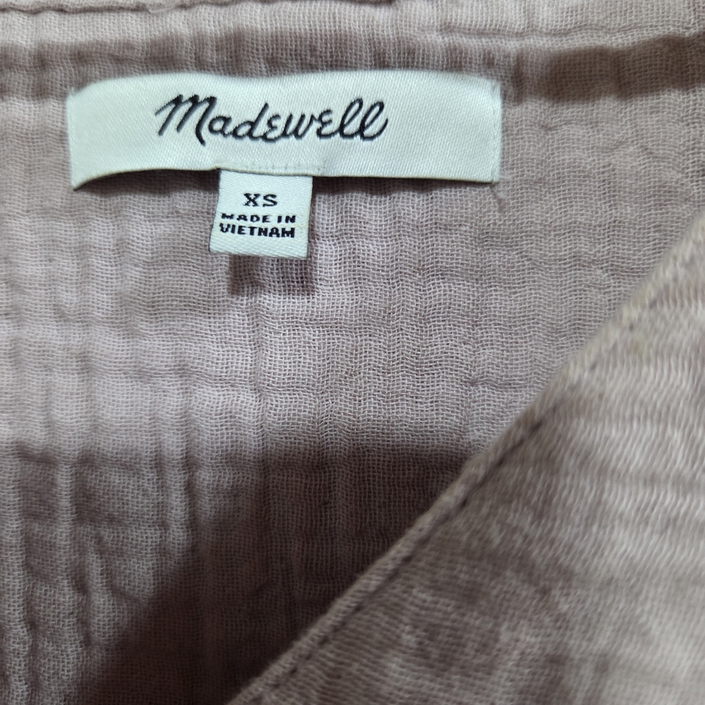 Madewell XS Pale Pink Textured Lightweight Gauze Henley Blouse - Picture 4 of 4
